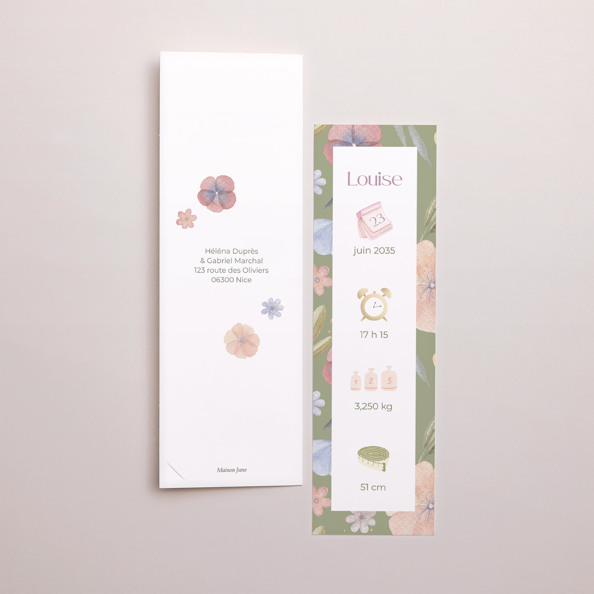 Faire-part Naissance Marque-page photo Botanica photo N° 3