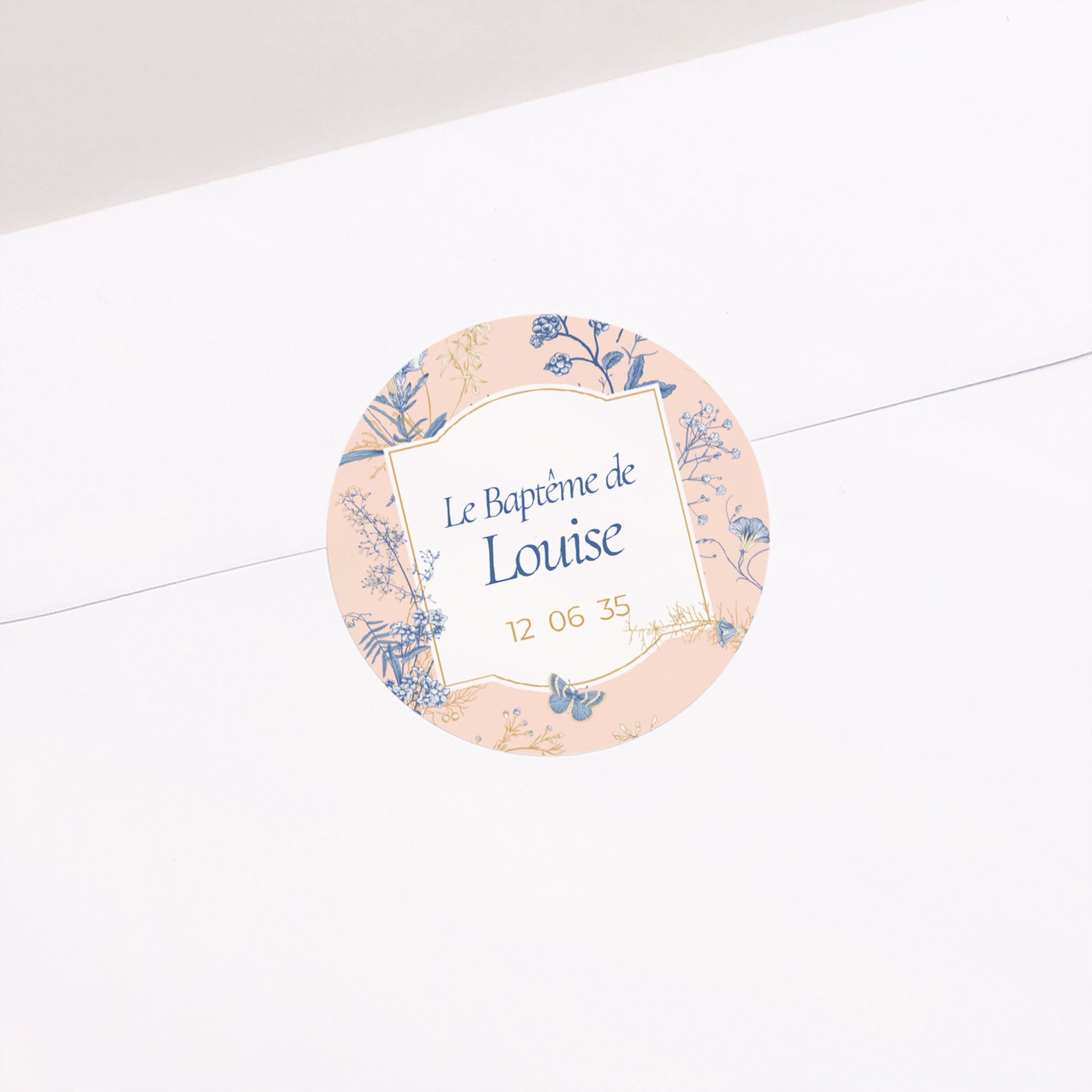 Sticker Baptême Rond Un instant fleuri photo N° 1