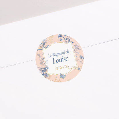 Sticker Baptême Rond Un instant fleuri photo N° 1