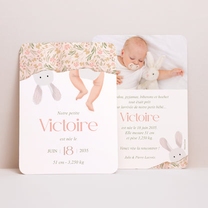 Faire-part Naissance Portrait, bords arrondis Sous les Draps photo N° 1