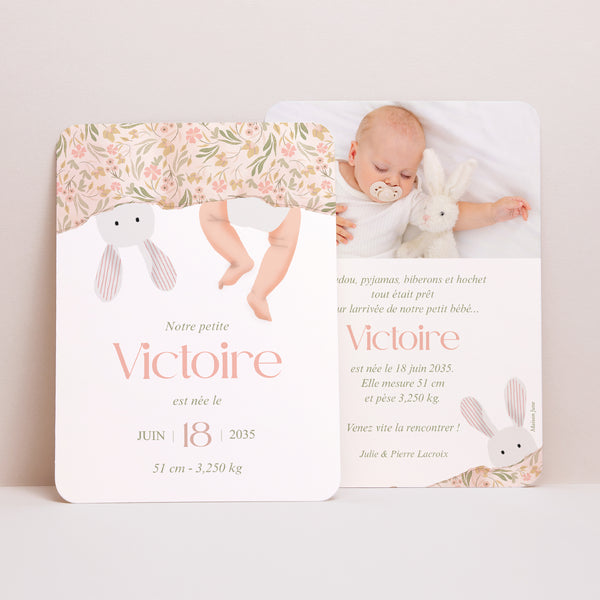 Faire-part Naissance Portrait, bords arrondis Sous les Draps photo