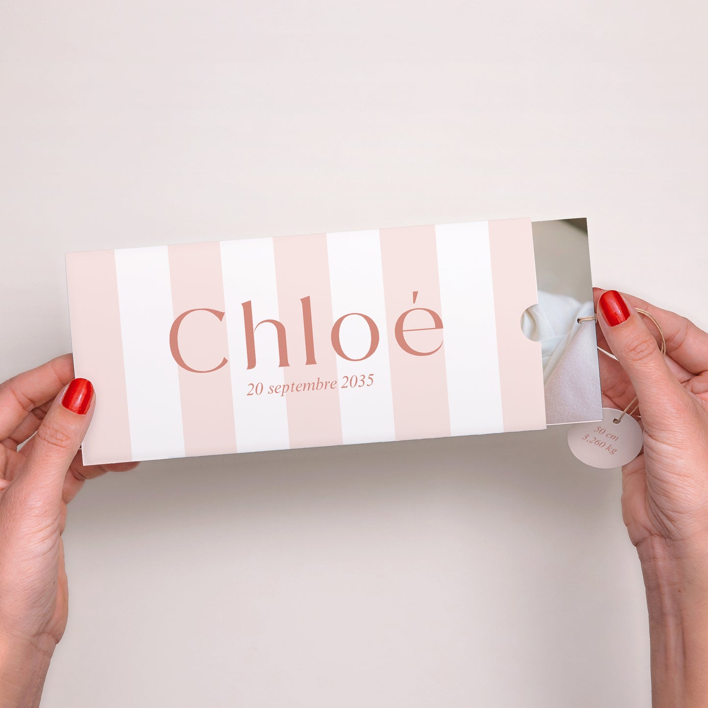 Faire-part Naissance Pochette 2 cartes, étiquette La vie en rose photo N° 2