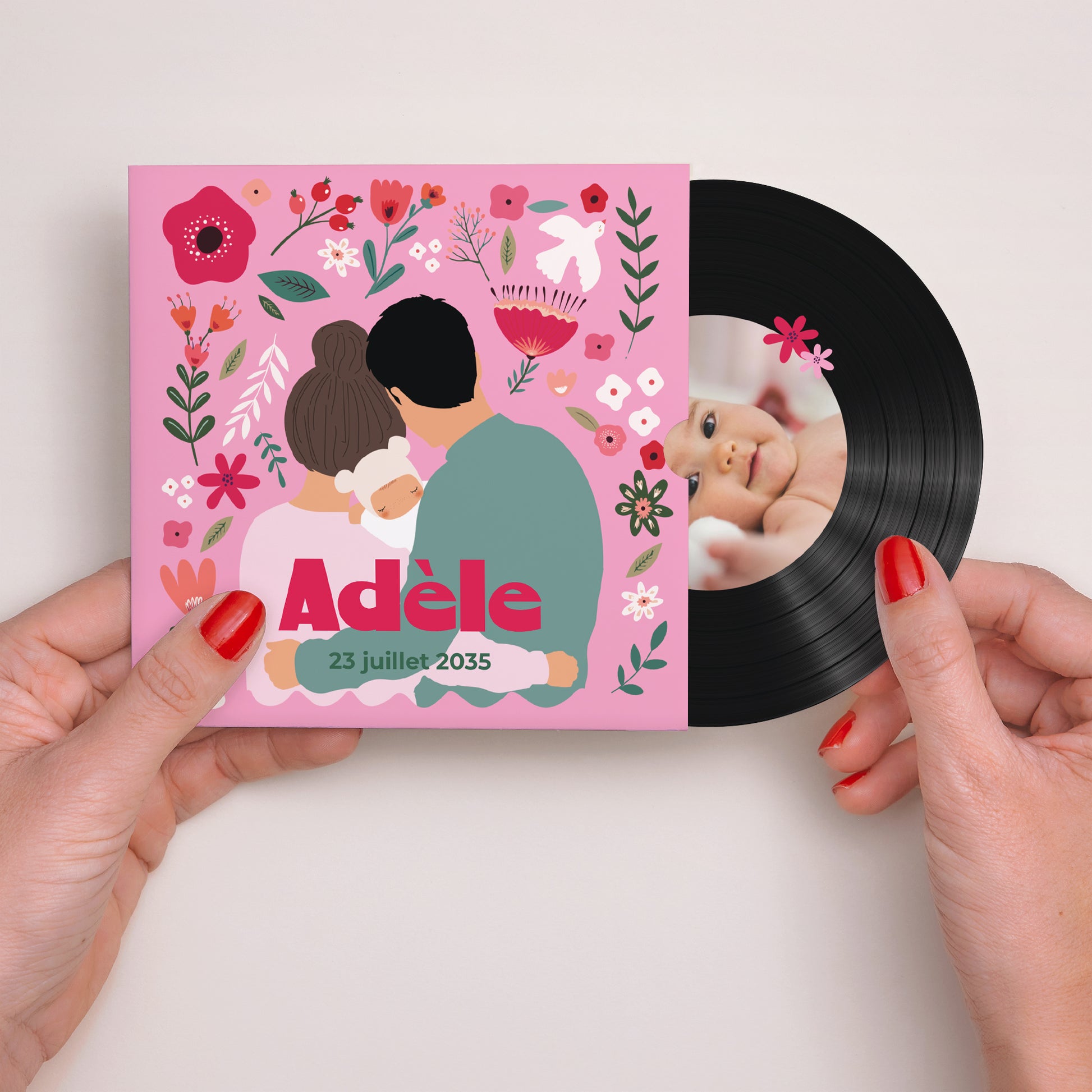 Faire-part Naissance Pochette disque Blooming Love photo N° 2