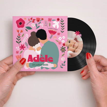 Faire-part Naissance Pochette disque Blooming Love photo N° 2