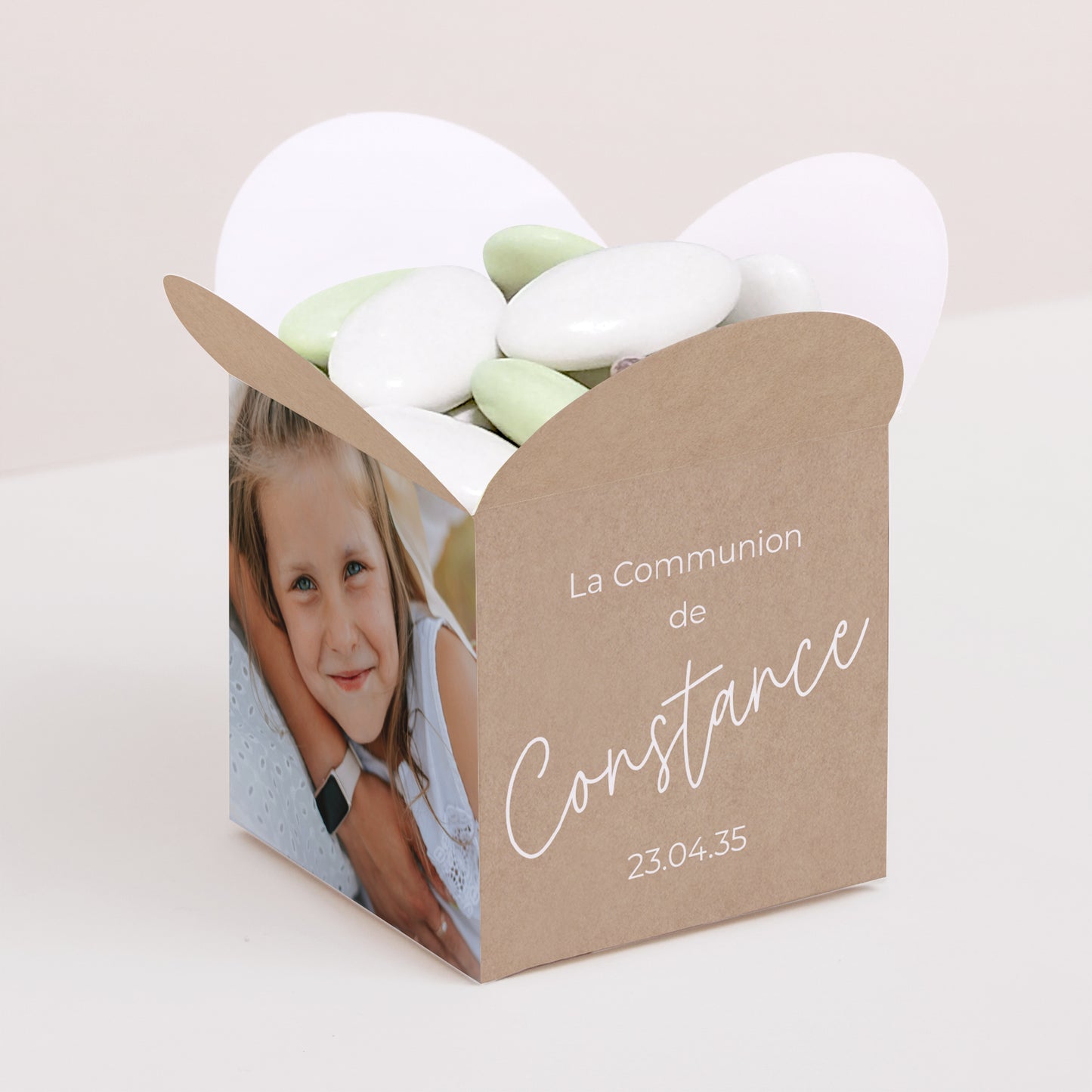 Boîte à dragées Communion Ouverture papillon La Mélodie du Cœur photo N° 1