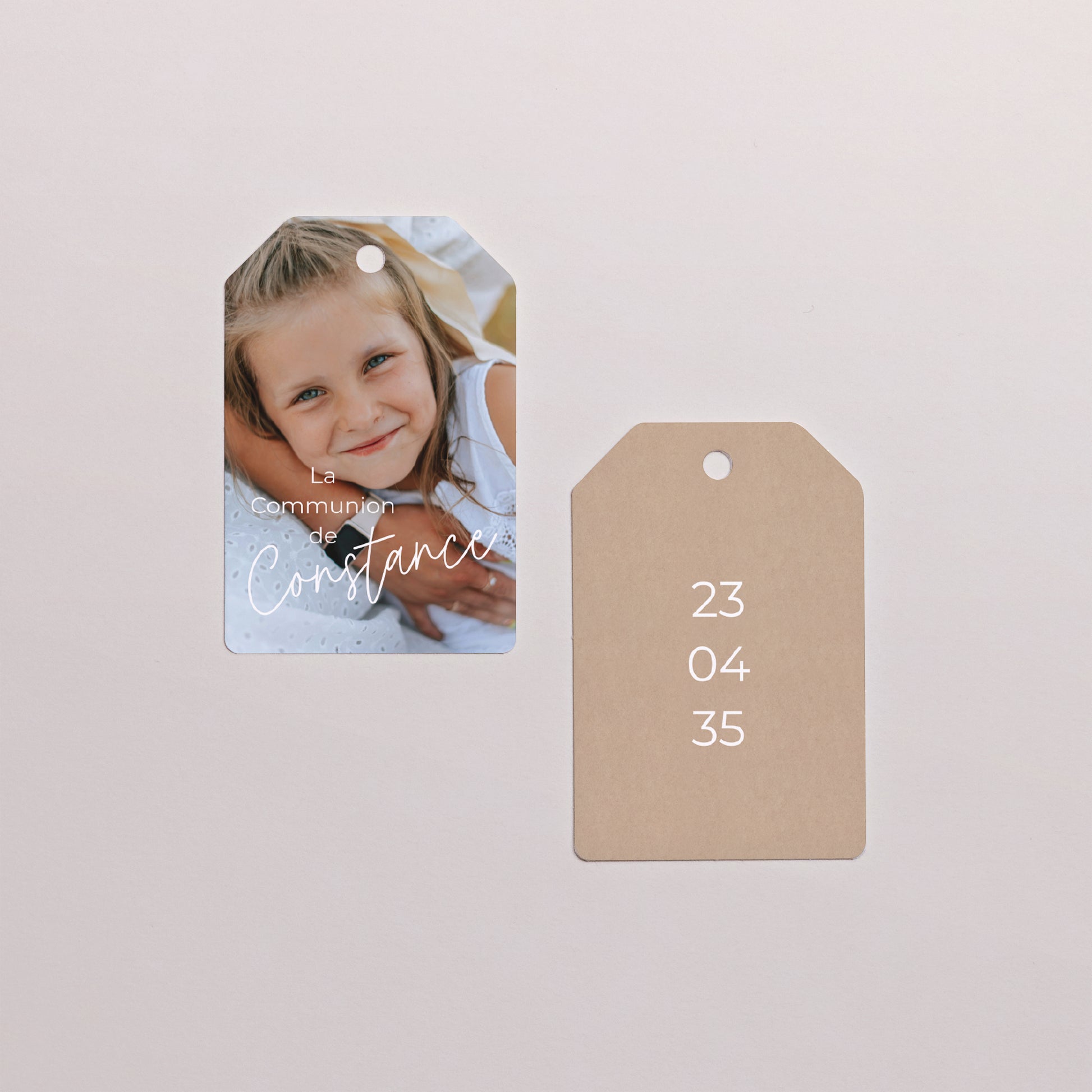 Boîte à dragées Communion boule avec étiquette fanion La Mélodie du Cœur photo N° 4