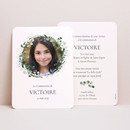 Faire-part Communion Portrait, bords arrondis Chemin de Lumière photo N° 1