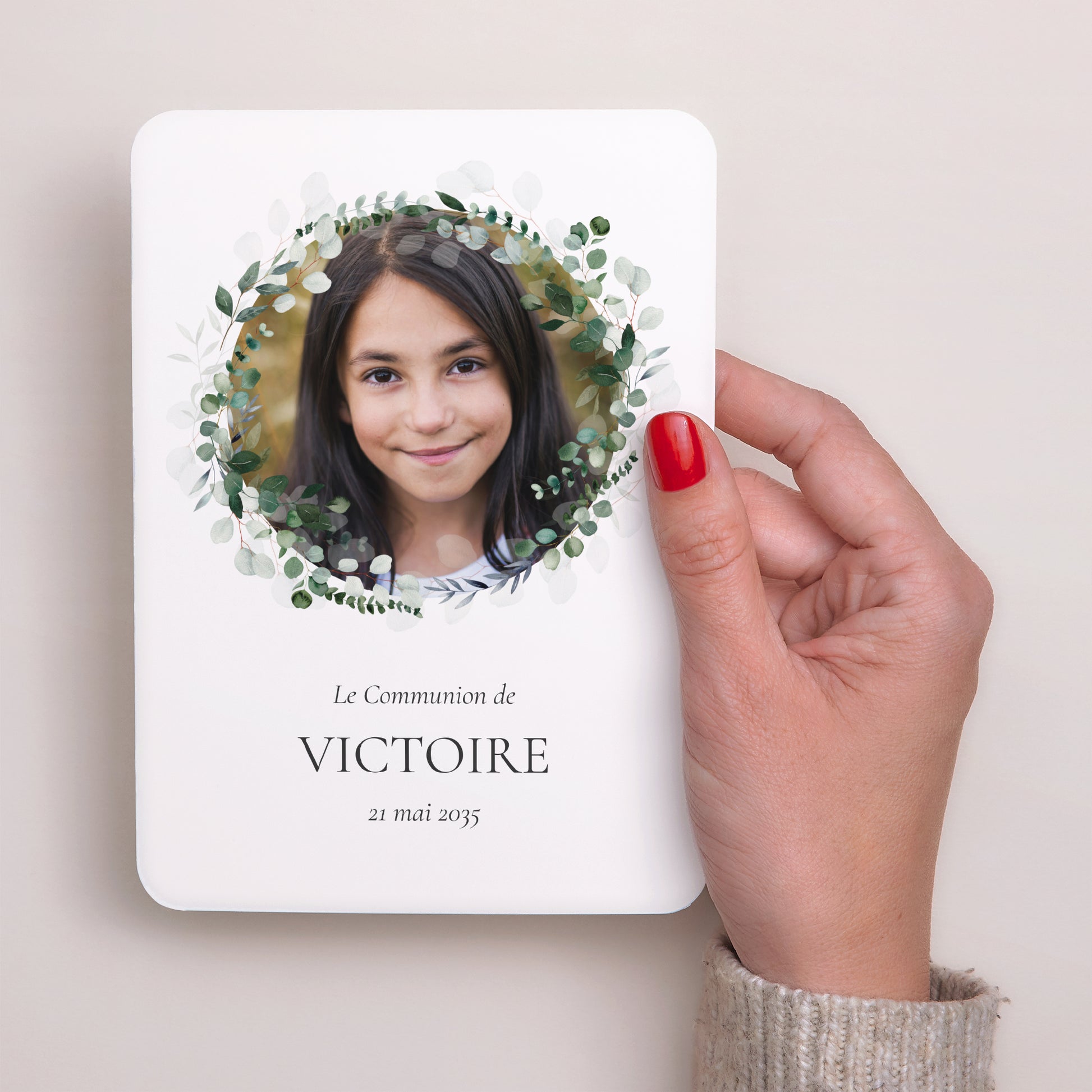 Faire-part Communion Portrait, bords arrondis Chemin de Lumière photo N° 2