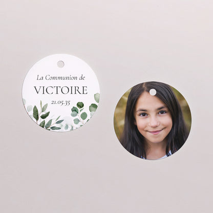 Boîte à dragées Communion boule avec étiquette ronde Chemin de Lumière photo N° 3