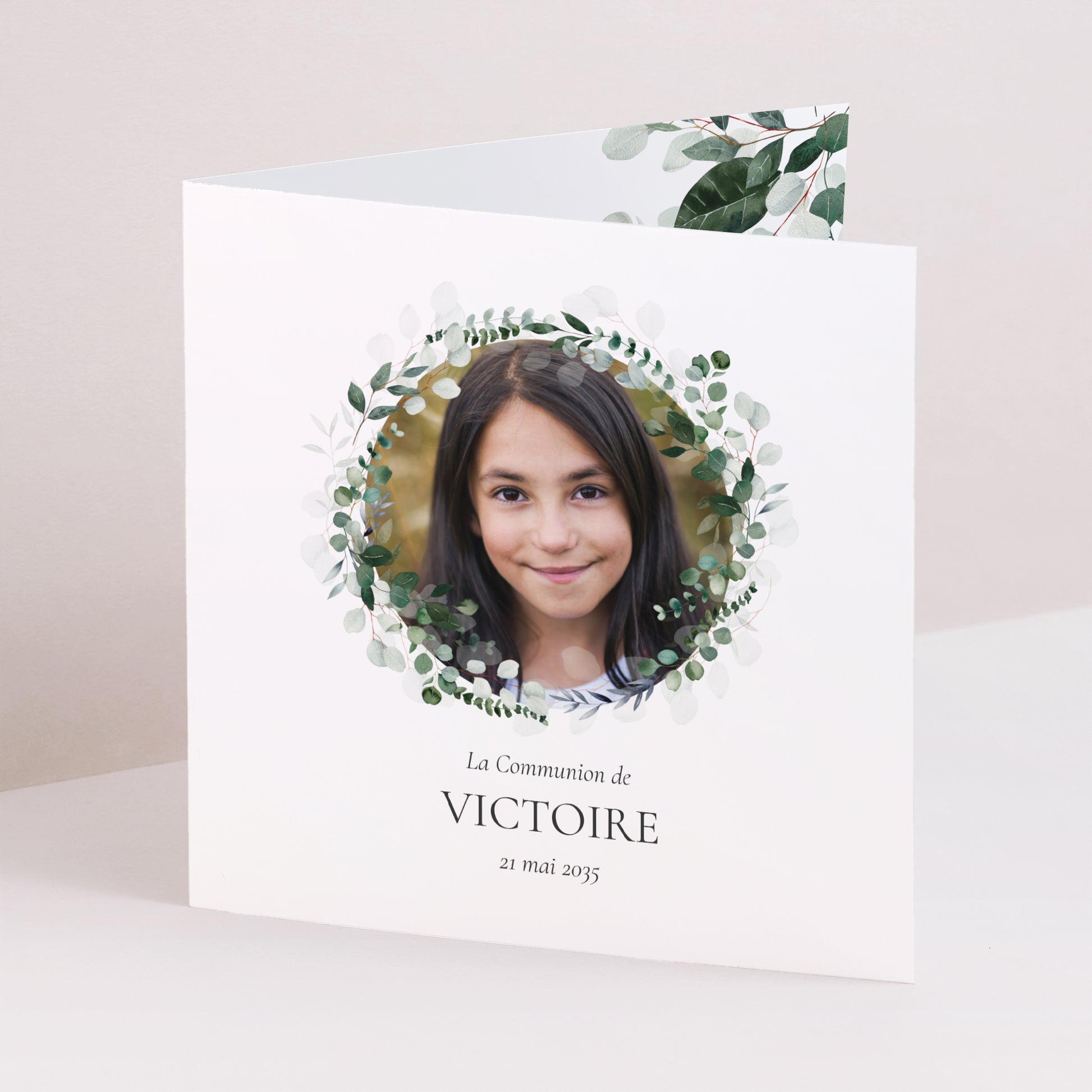Faire-part Communion Carré double volet Chemin de Lumière photo N° 1
