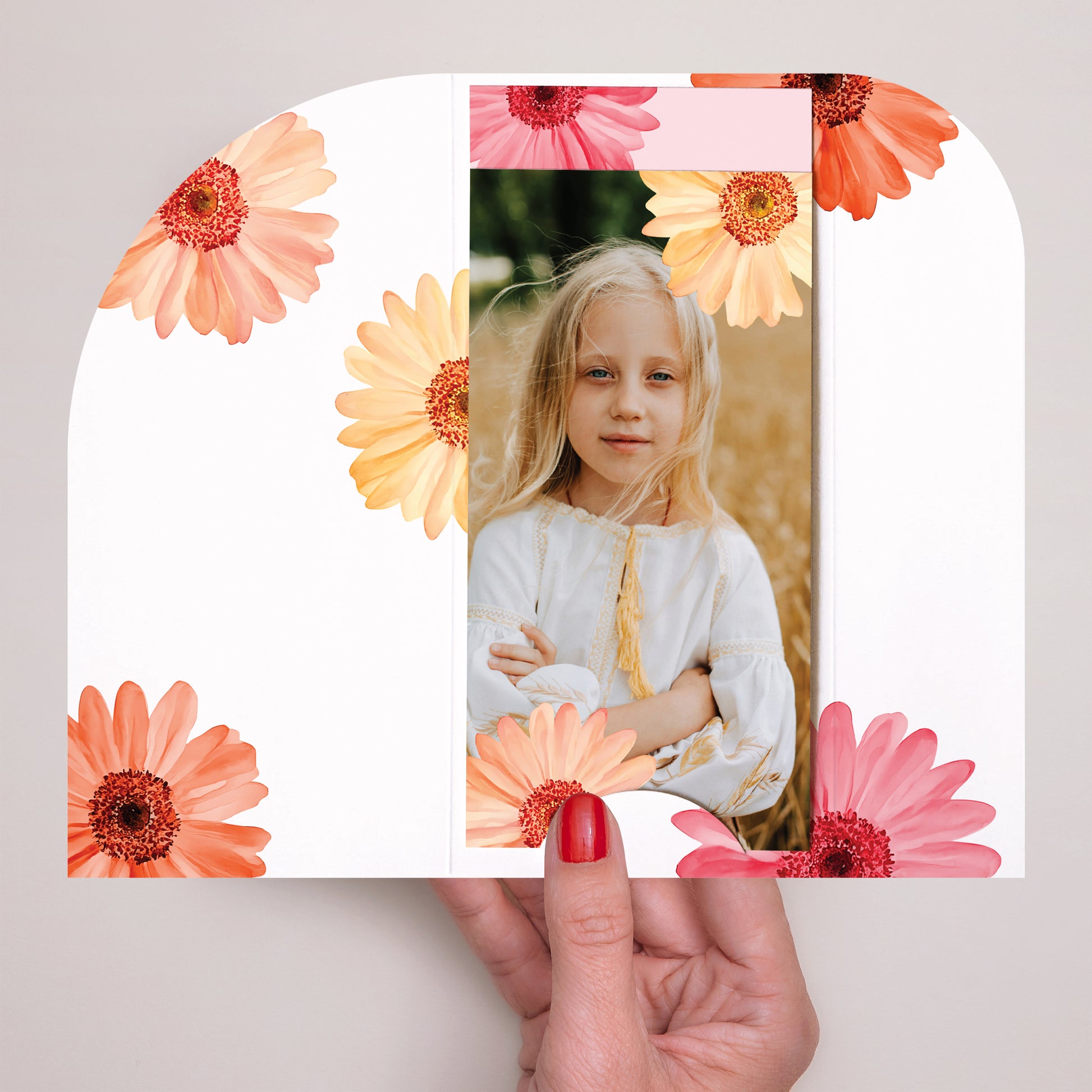 Faire-part Communion Pochette, 2 cartes, étiquette ronde Pétales de Lumière photo N° 2