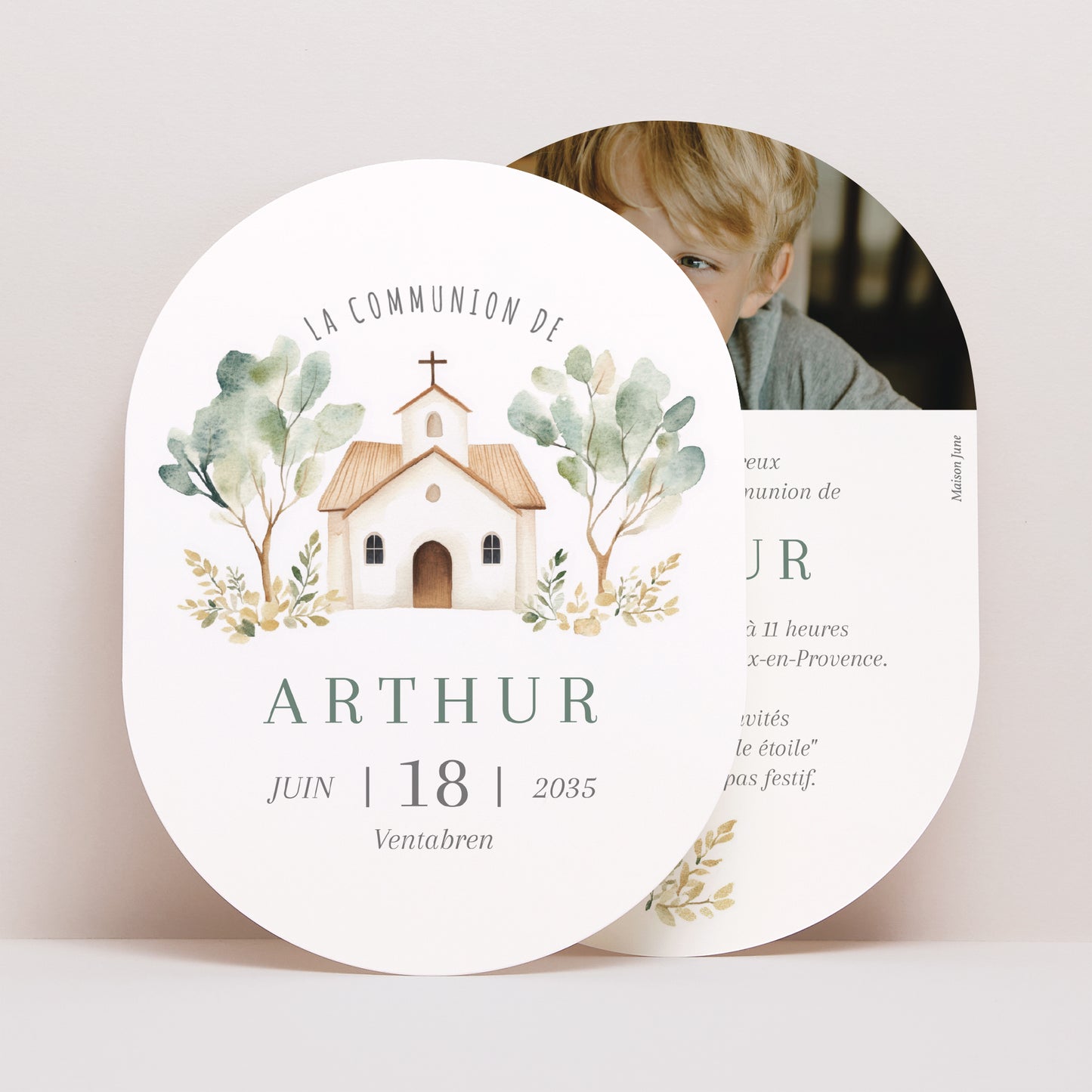 Faire-part Communion Ovale La Maison de Lumière photo N° 1