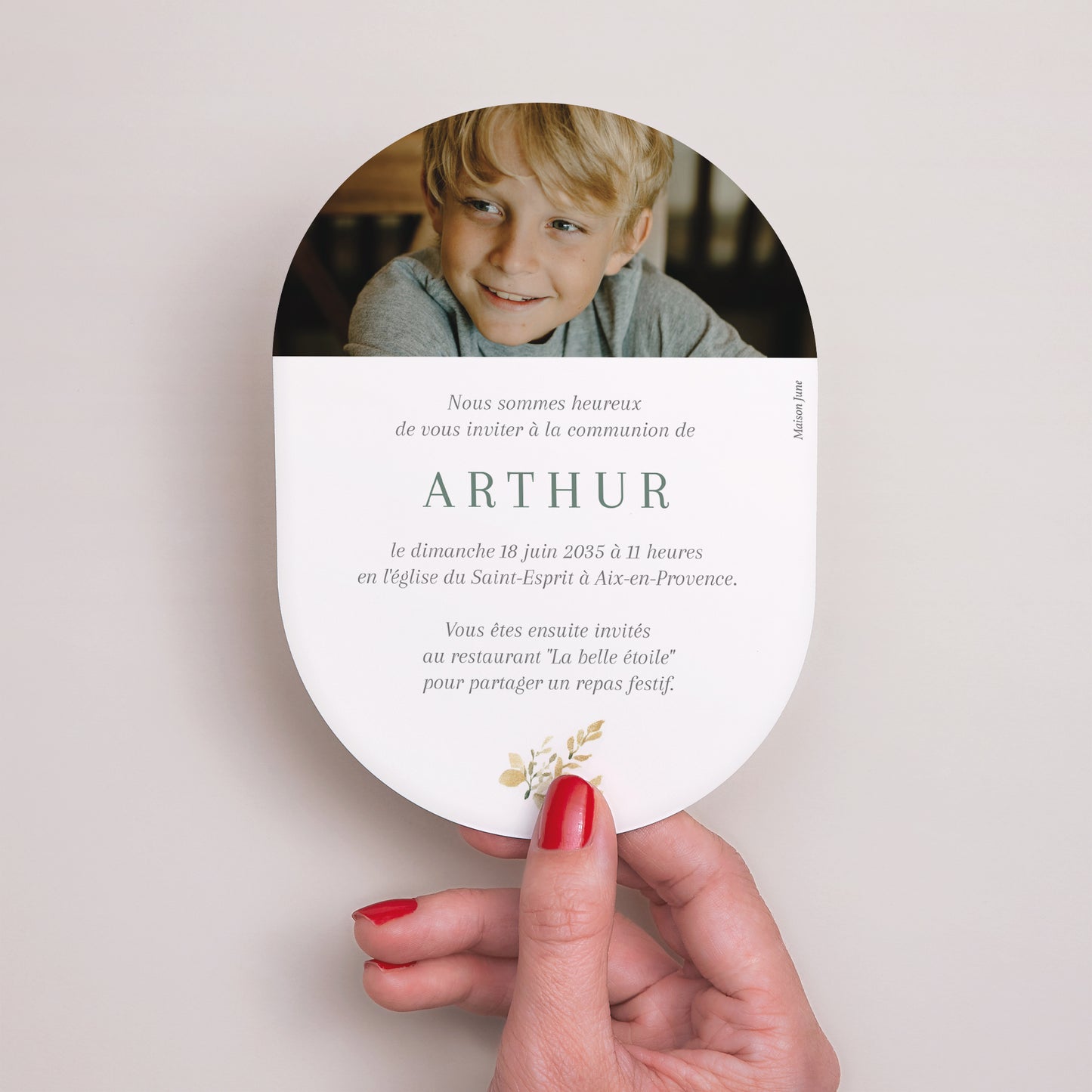 Faire-part Communion Ovale La Maison de Lumière photo N° 3