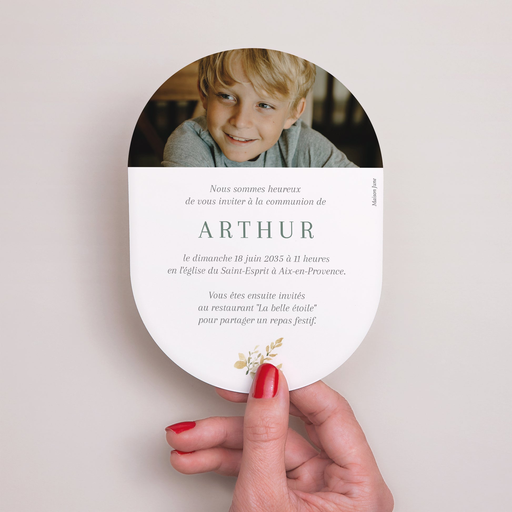 Faire-part Communion Ovale La Maison de Lumière photo N° 3