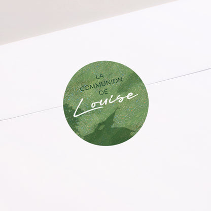 Sticker Communion Rond Une communion dans l'herbe photo N° 1