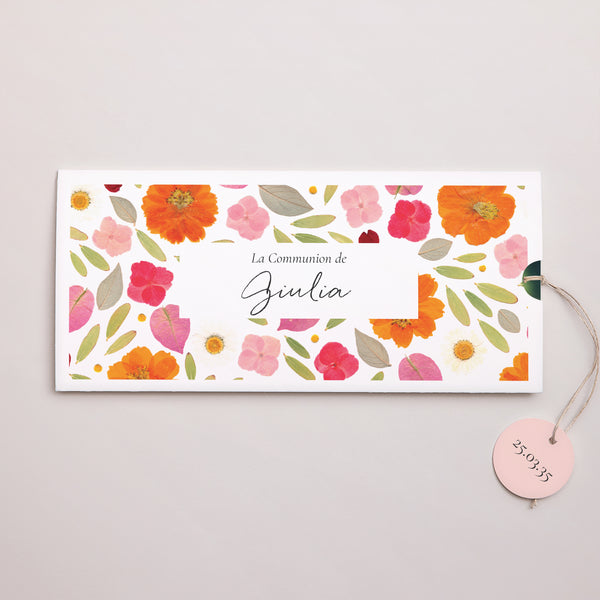 Faire-part Communion Pochette 2 cartes, étiquette Brise de Printemps photo