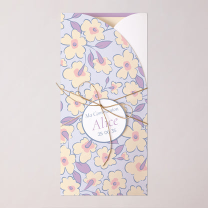 Faire-part Communion Pochette, 2 cartes, étiquette ronde Lumière & Tendresse photo N° 1