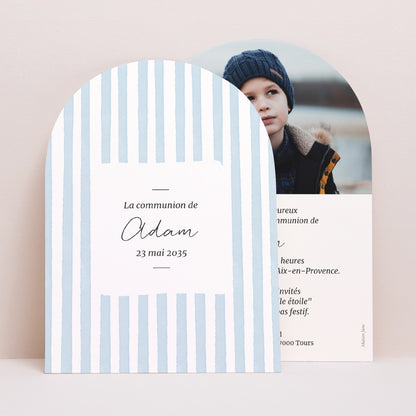 Faire-part Communion Petite arche Entre les Lignes Bleues photo N° 1