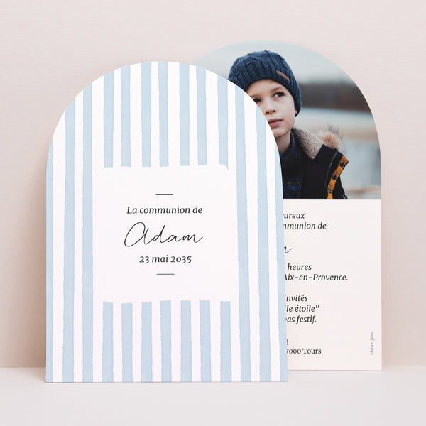Faire-part Communion Petite arche Entre les Lignes Bleues photo
