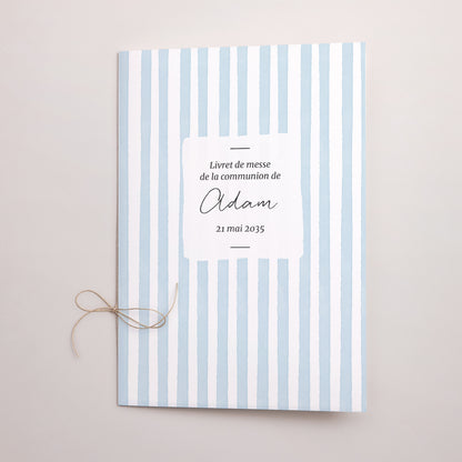 Livret de messe Communion Double volet Entre les Lignes Bleues photo N° 1