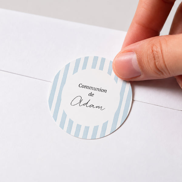 Sticker Communion Rond Entre les Lignes Bleues photo