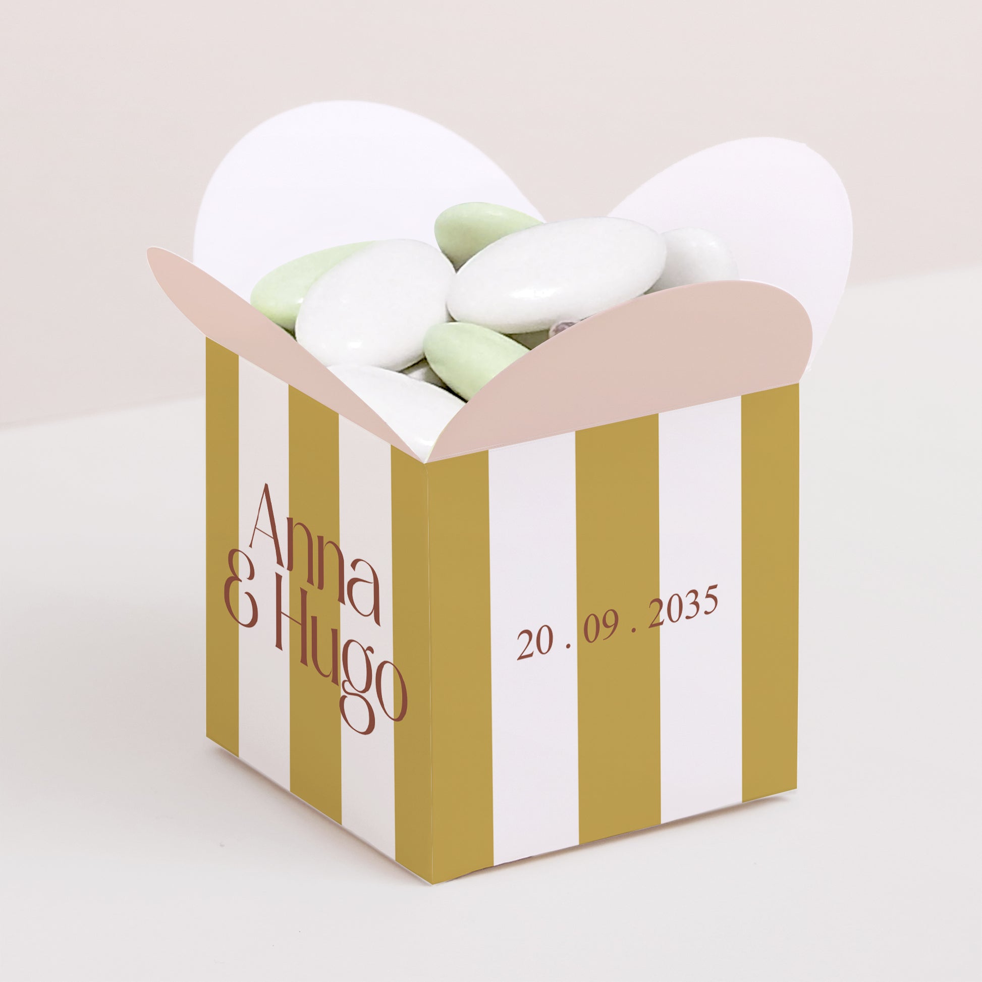 Boîte à dragées Mariage Ouverture papillon Lignes Unies photo N° 1