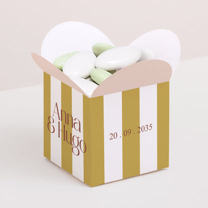 Boîte à dragées Mariage Ouverture papillon Lignes Unies photo N° 1
