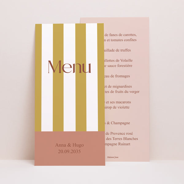 Menu Mariage Panoramique portrait Lignes Unies photo