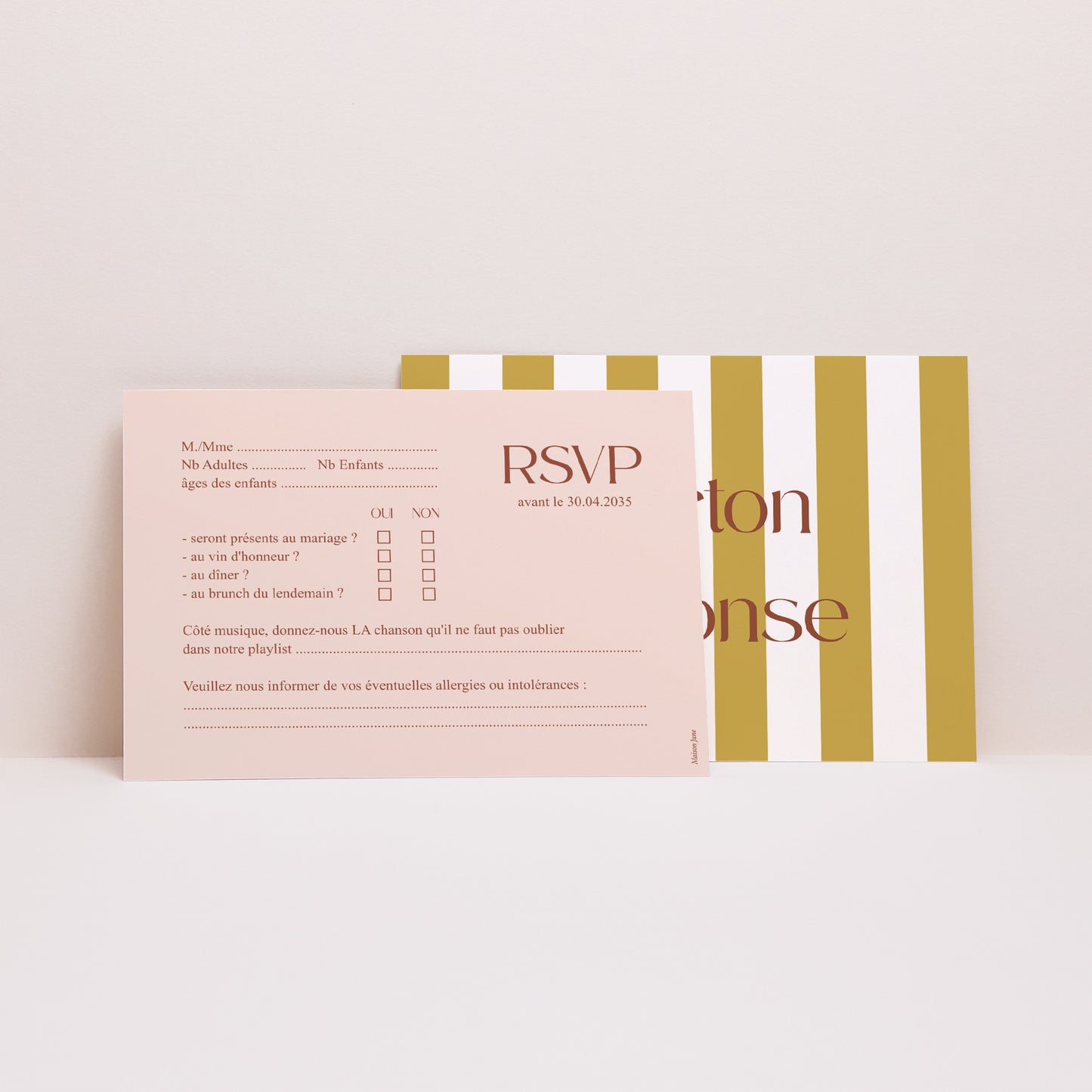 Carton réponse Mariage Paysage Lignes Unies photo N° 2