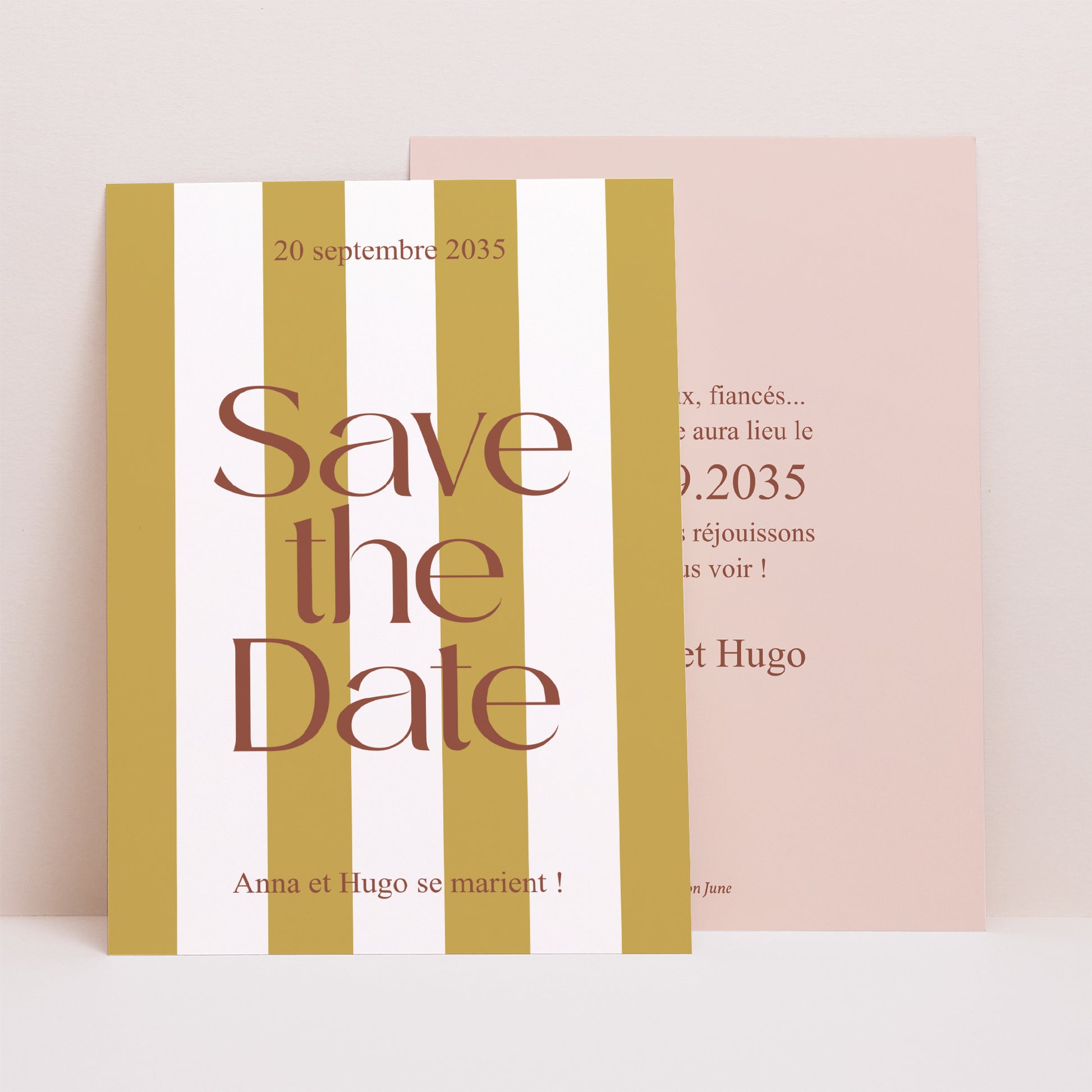 Save the date Mariage Portrait Lignes Unies photo N° 1