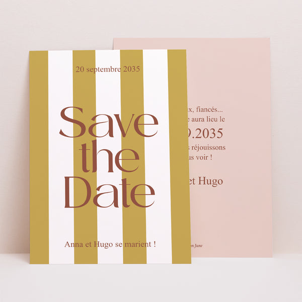 Save the date Mariage Portrait Lignes Unies photo