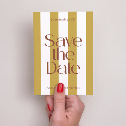 Save the date Mariage Portrait Lignes Unies photo N° 2