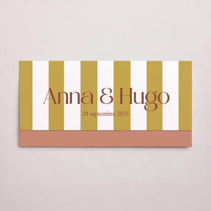 Faire-part Mariage pochette rectangle, 2 cartes Lignes Unies photo N° 1