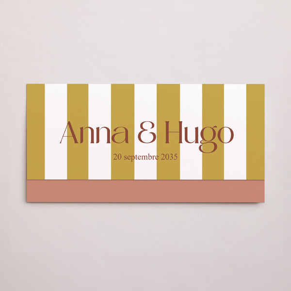 Faire-part Mariage pochette rectangle, 2 cartes Lignes Unies photo