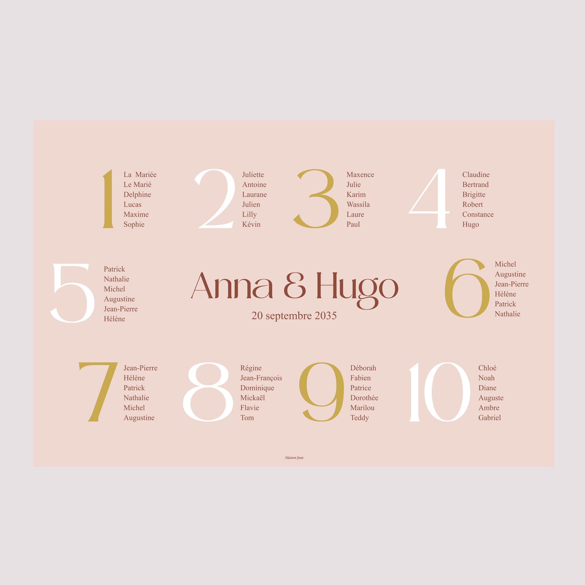 Plan de table Mariage Paysage 90 x 60 cm Lignes Unies photo N° 2