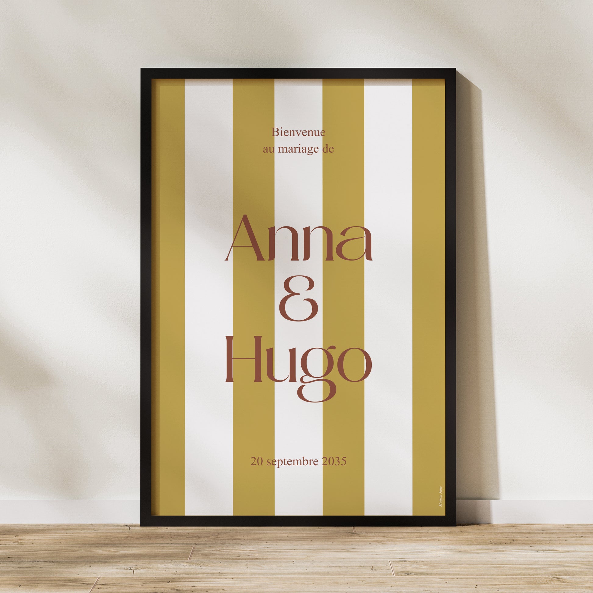 Panneau bienvenue Mariage Portrait 60 x 90 cm Lignes Unies photo N° 1