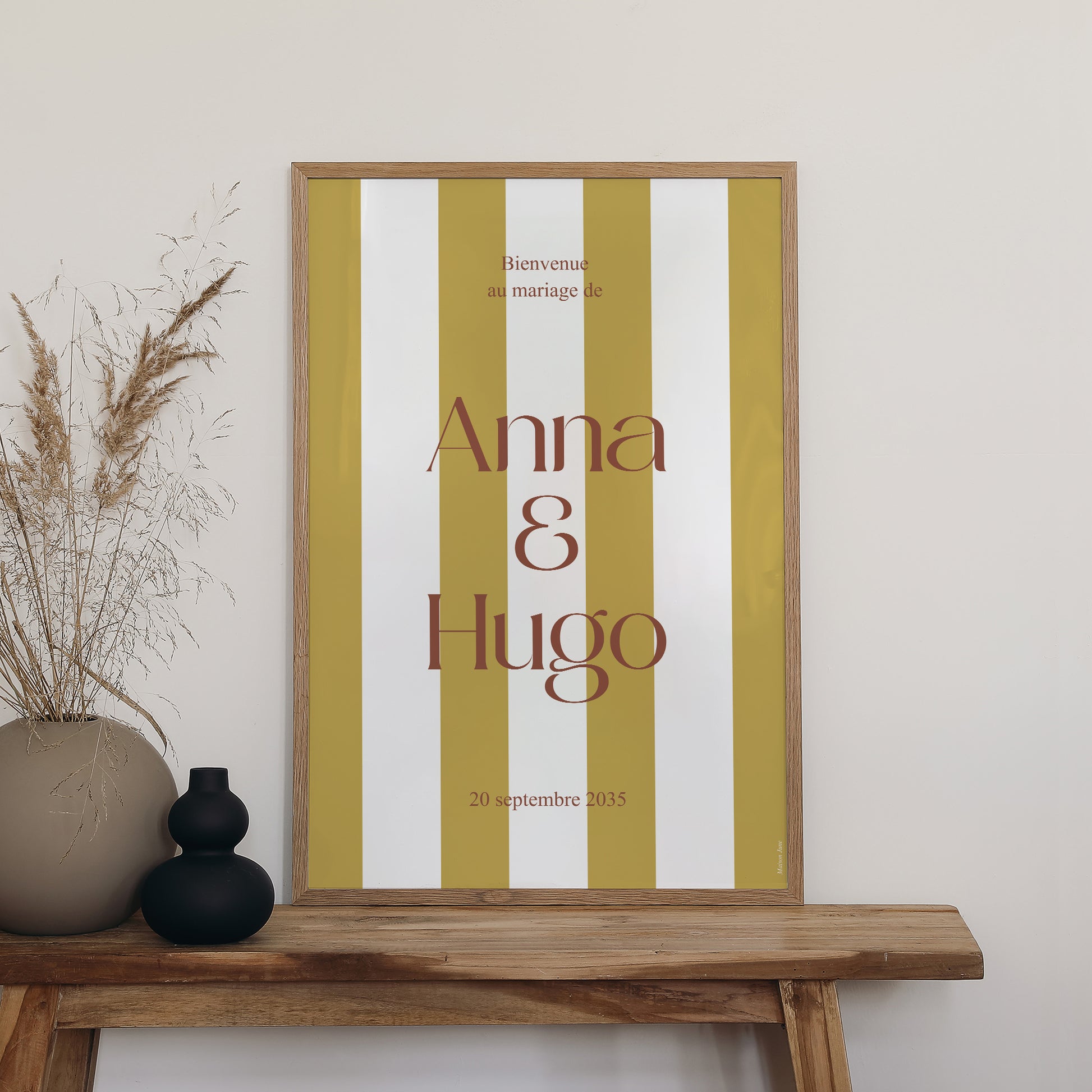 Panneau bienvenue Mariage Portrait 60 x 90 cm Lignes Unies photo N° 2