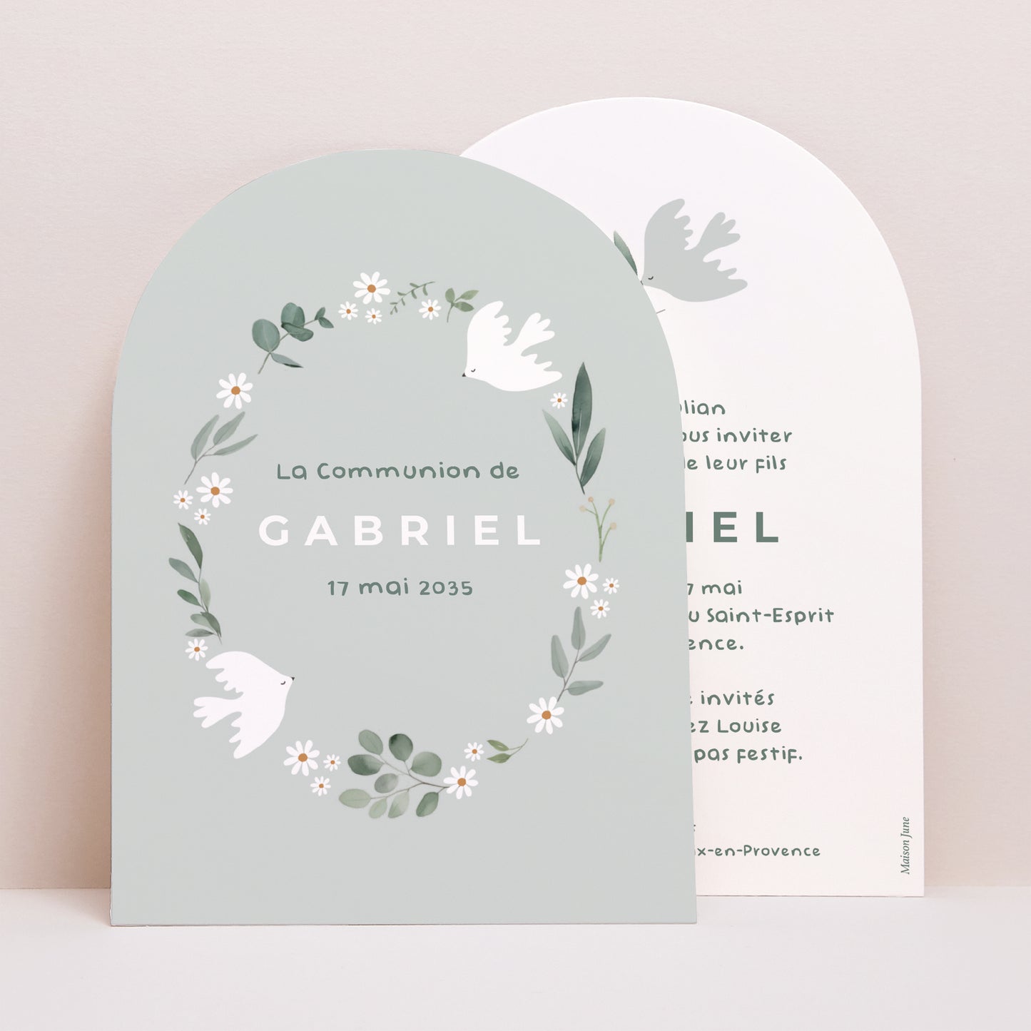 Faire-part Communion Petite arche Avec amour et bénédiction photo N° 1