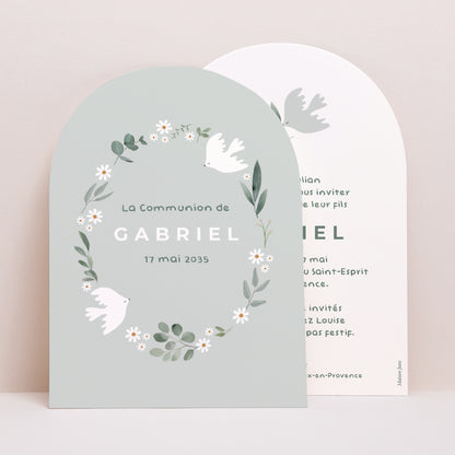 Faire-part Communion Petite arche Avec amour et bénédiction photo N° 1