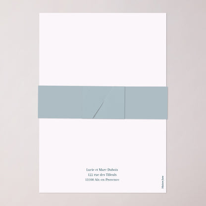 Faire-part Communion bandeau, 2 cartes Bénédiction Dorée bleue photo N° 5