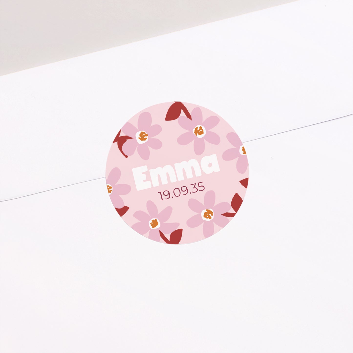Sticker Naissance Rond Pink Bloom photo N° 1