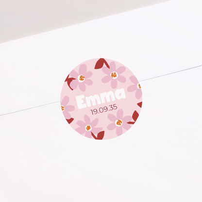 Sticker Naissance Rond Pink Bloom photo N° 1