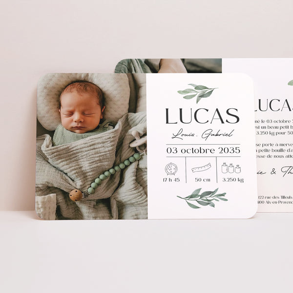 Faire-part Naissance Paysage, bords arrondis Brin de Vie photo