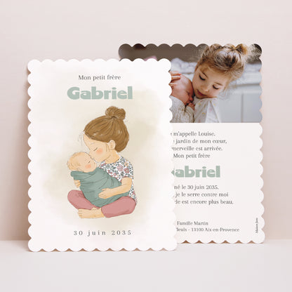 Faire-part Naissance Portrait, bords biscuit Là où commence nous photo N° 1