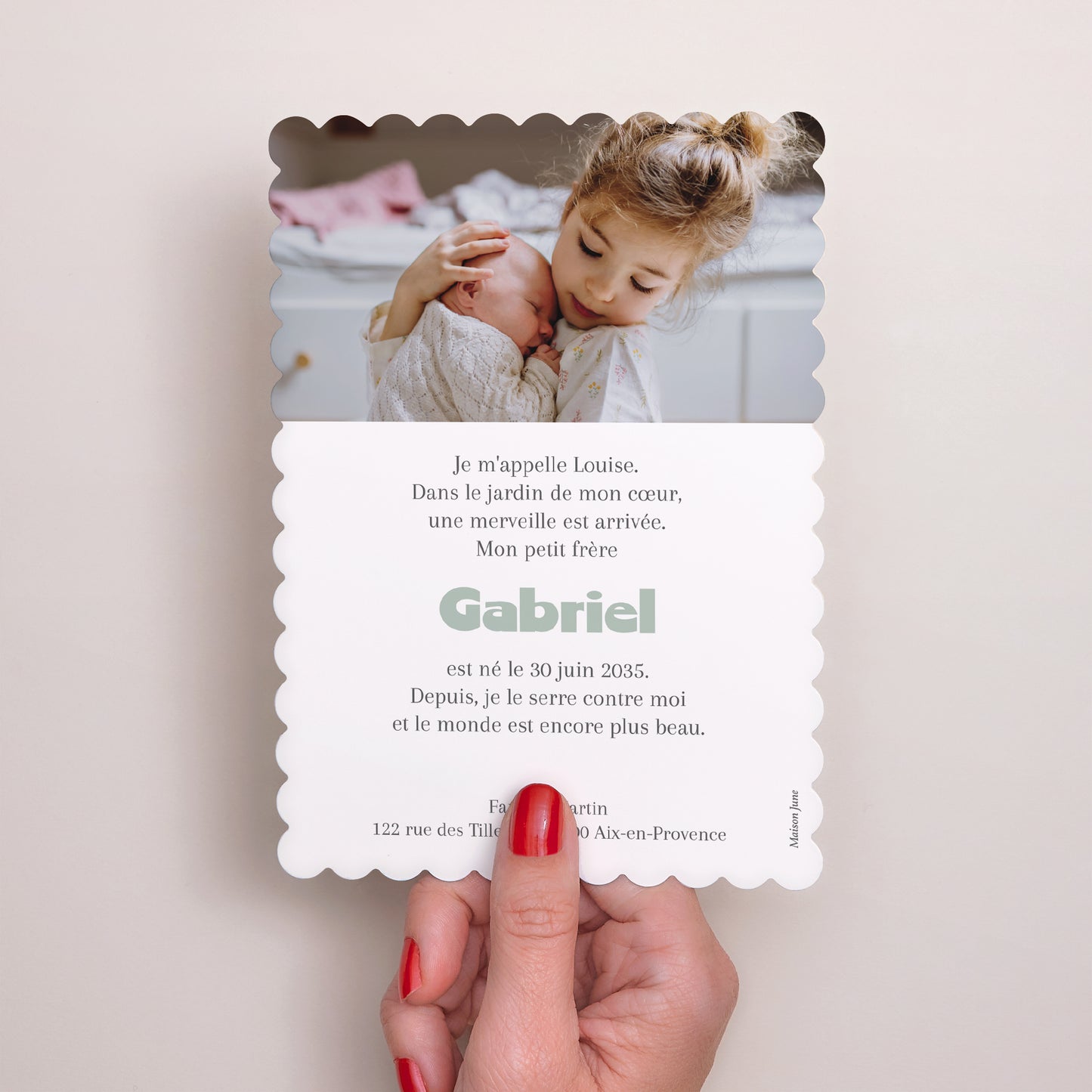 Faire-part Naissance Portrait, bords biscuit Là où commence nous photo N° 3