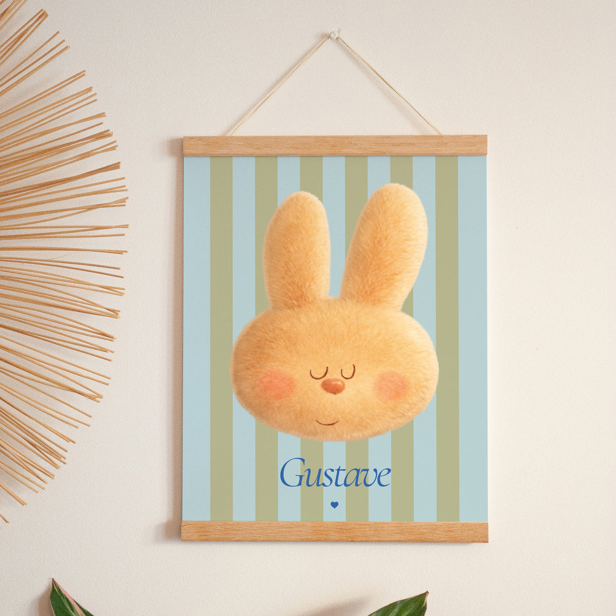 Affiche Naissance Portrait 30 x 40 cm Doudou lapin rêveur photo N° 1