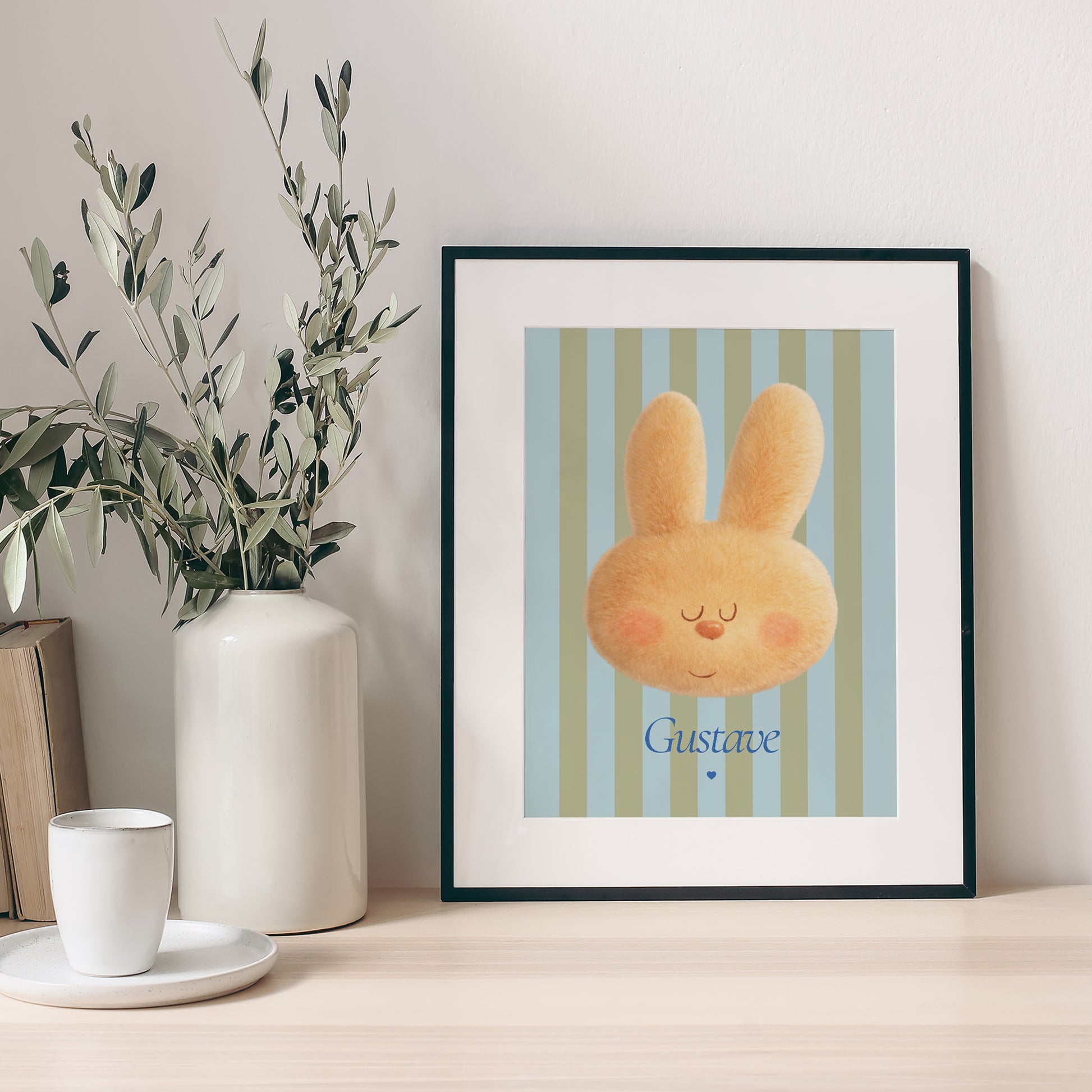 Affiche Naissance Portrait Doudou lapin rêveur photo N° 1