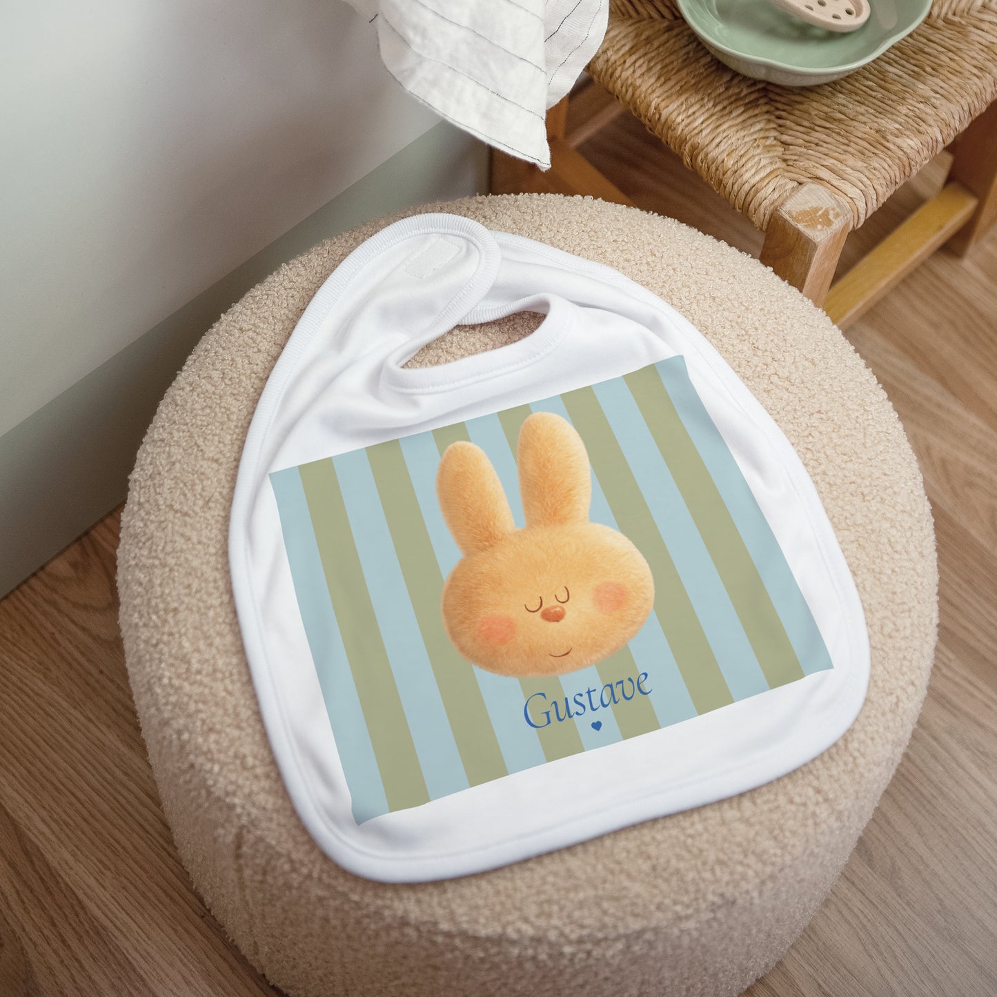 Bavoir Naissance Tissu Doudou lapin rêveur photo N° 1