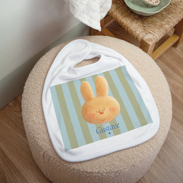 Bavoir Naissance Tissu Doudou lapin rêveur photo