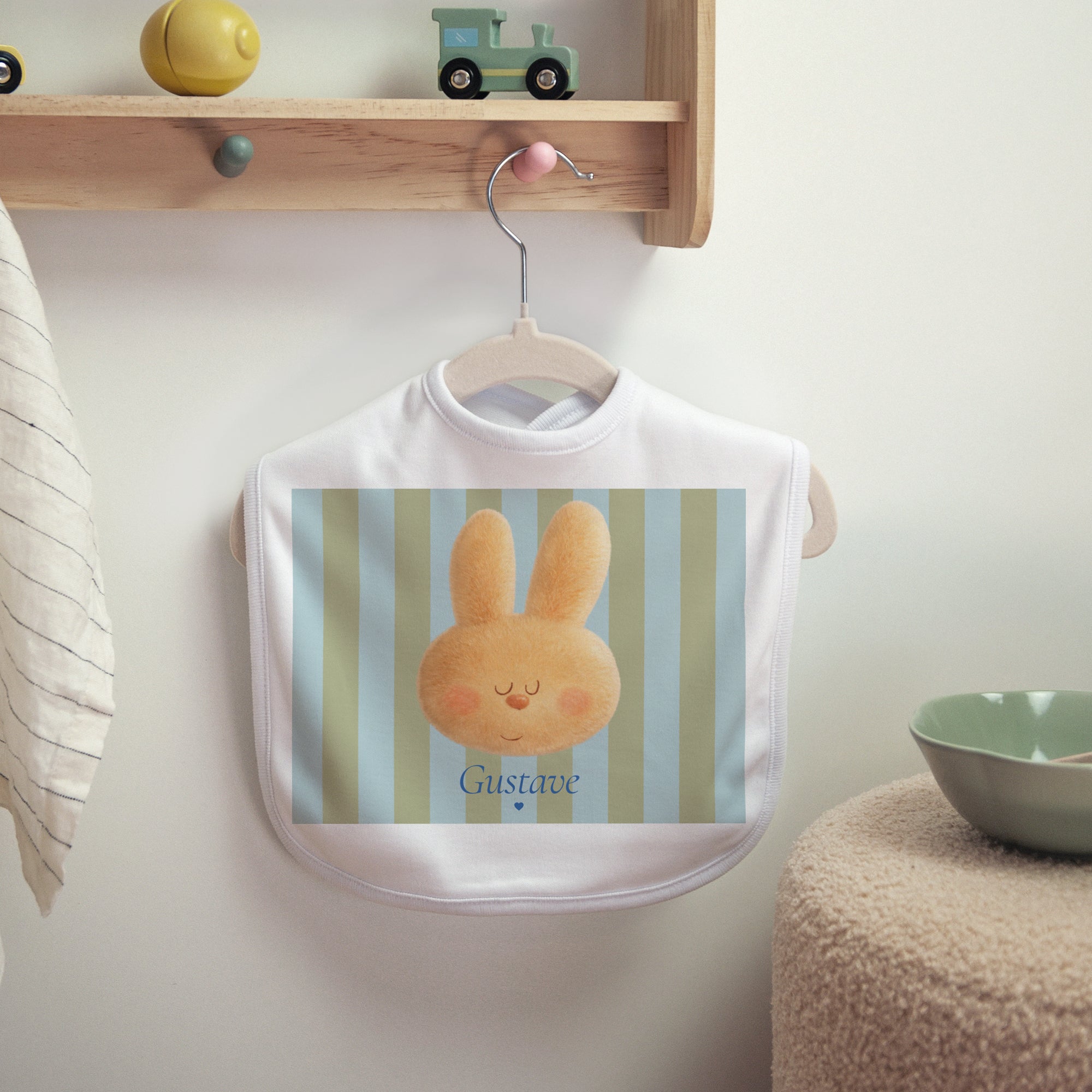 Bavoir Naissance Tissu Doudou lapin rêveur photo N° 2